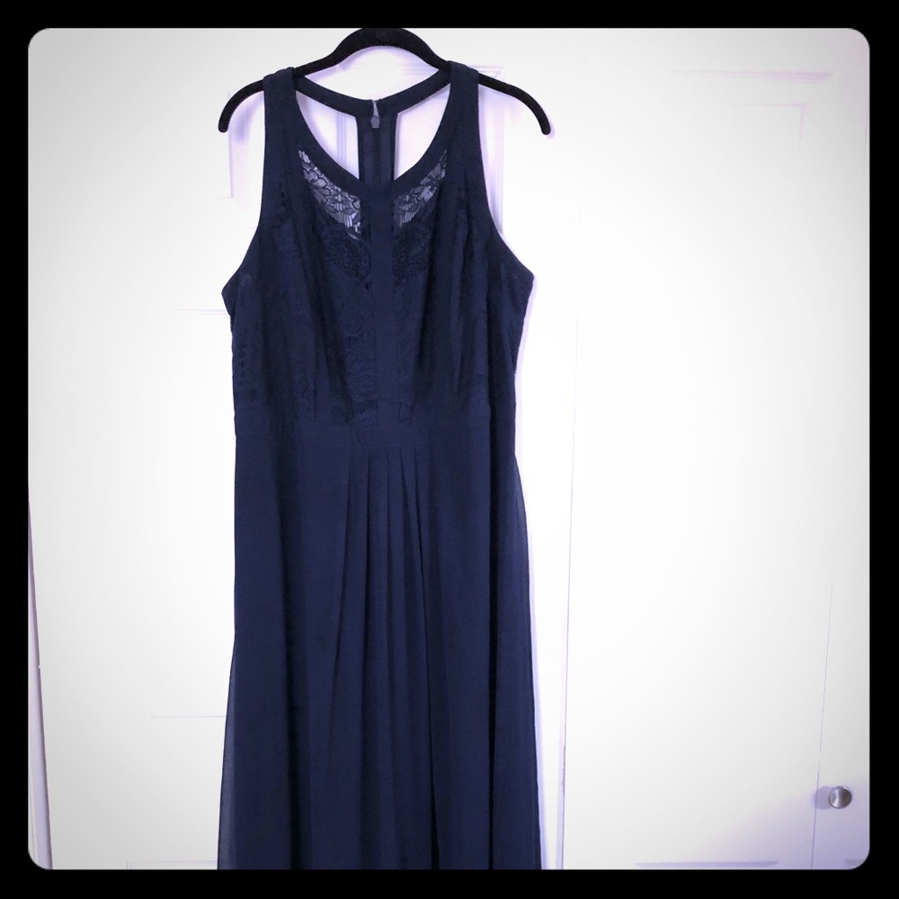 Floor length dark blue dress